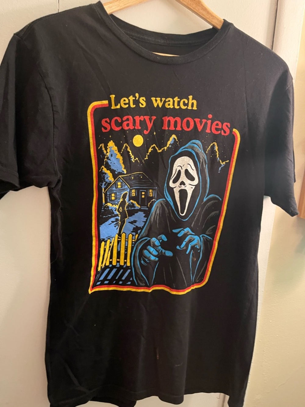 Let's Watch Scary Movies Graphic Tee - Black